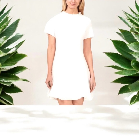 NWT-CeCe White Dress with Ruffles‎ Size 10 - Picture 1 of 11